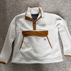 Carhartt Cream Sherpa Pullover with Brown Accents